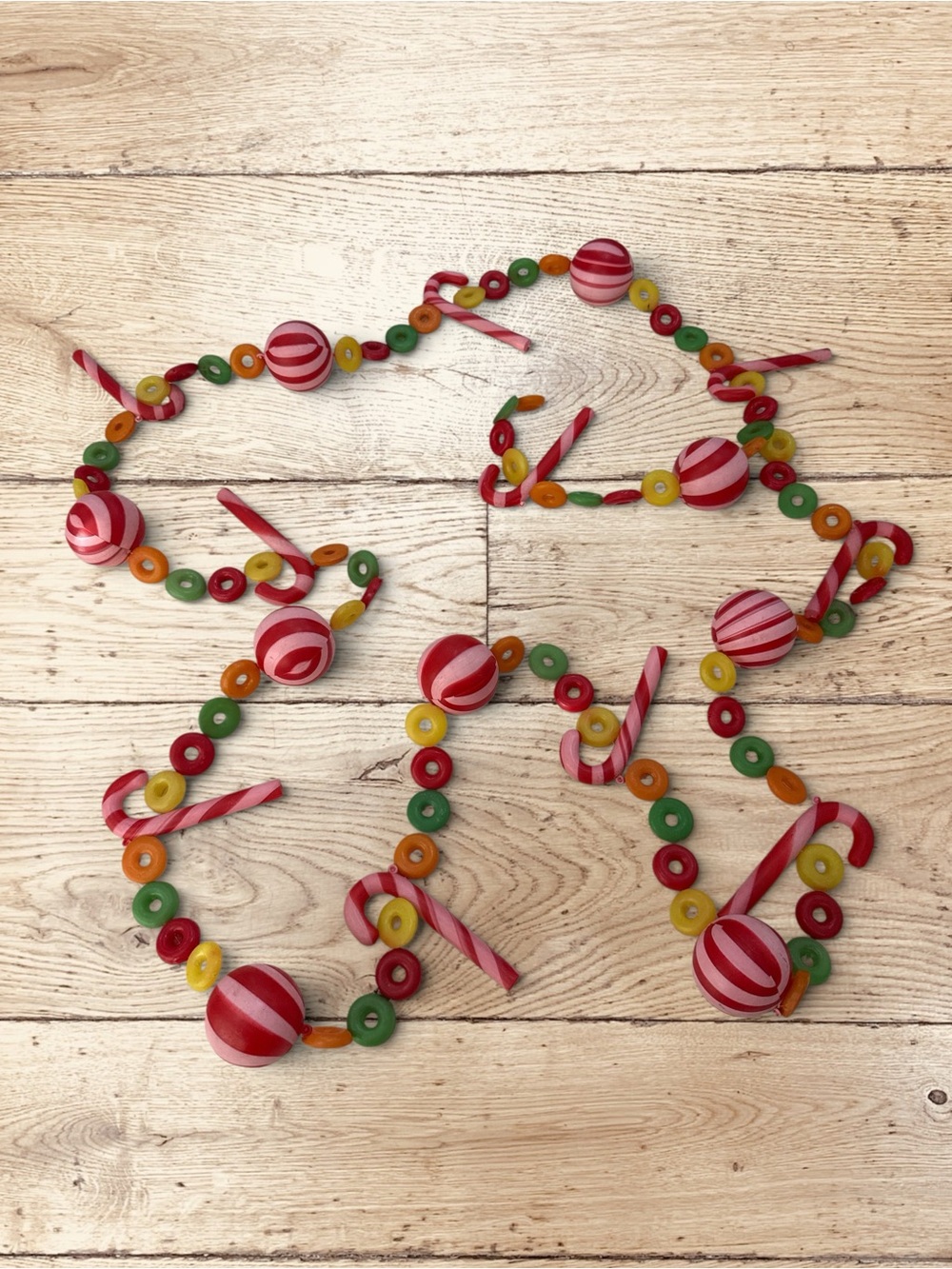 Vintage 9ft Candy Christmas Garland Peppermint Candy Cane Blow Mold Kitsch